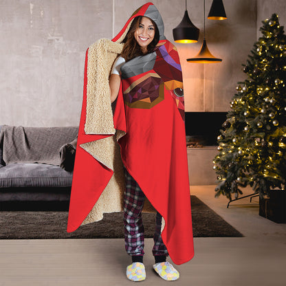 Geometric Bull Skull Print Hooded Blanket