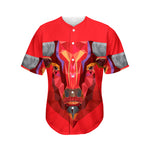 Geometric Bull Skull Print Men's Baseball Jersey