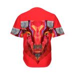 Geometric Bull Skull Print Men's Baseball Jersey