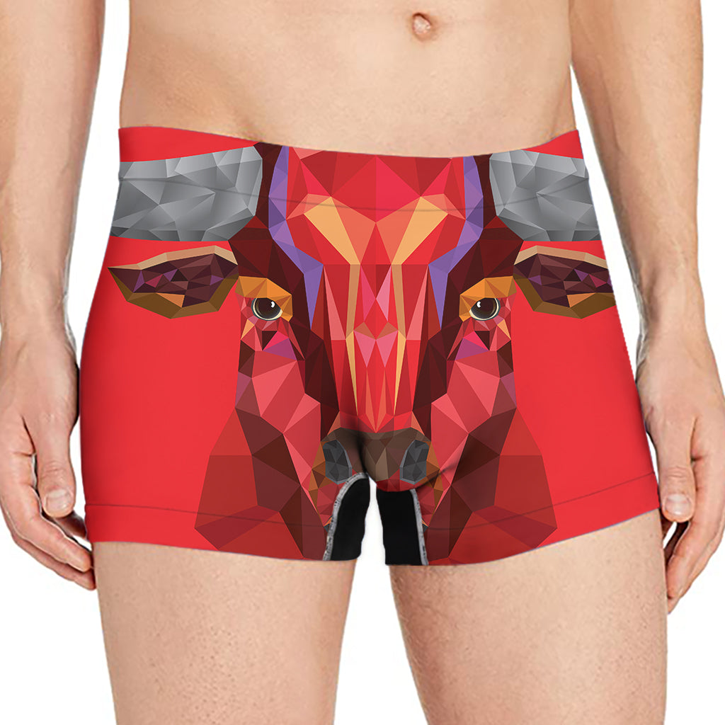 Geometric Bull Skull Print Men's Boxer Briefs