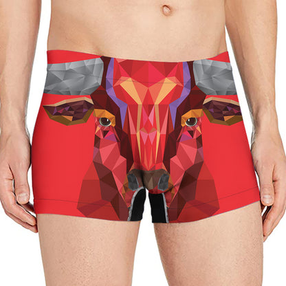 Geometric Bull Skull Print Men's Boxer Briefs