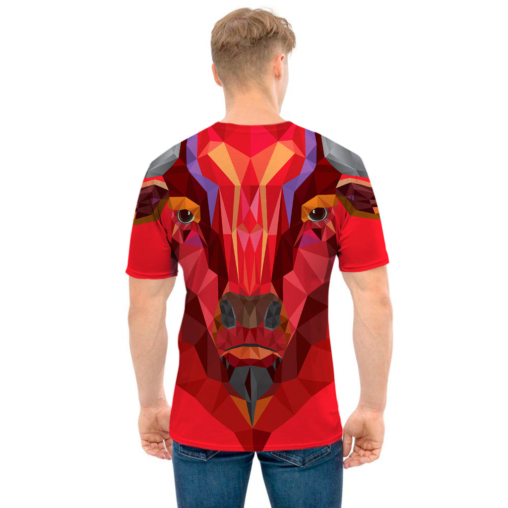 Geometric Bull Skull Print Men's T-Shirt