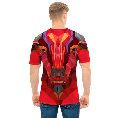 Geometric Bull Skull Print Men's T-Shirt