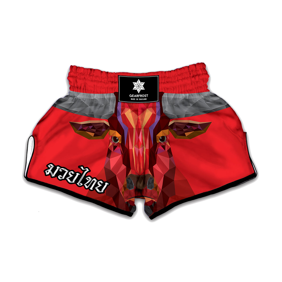 Geometric Bull Skull Print Muay Thai Boxing Shorts