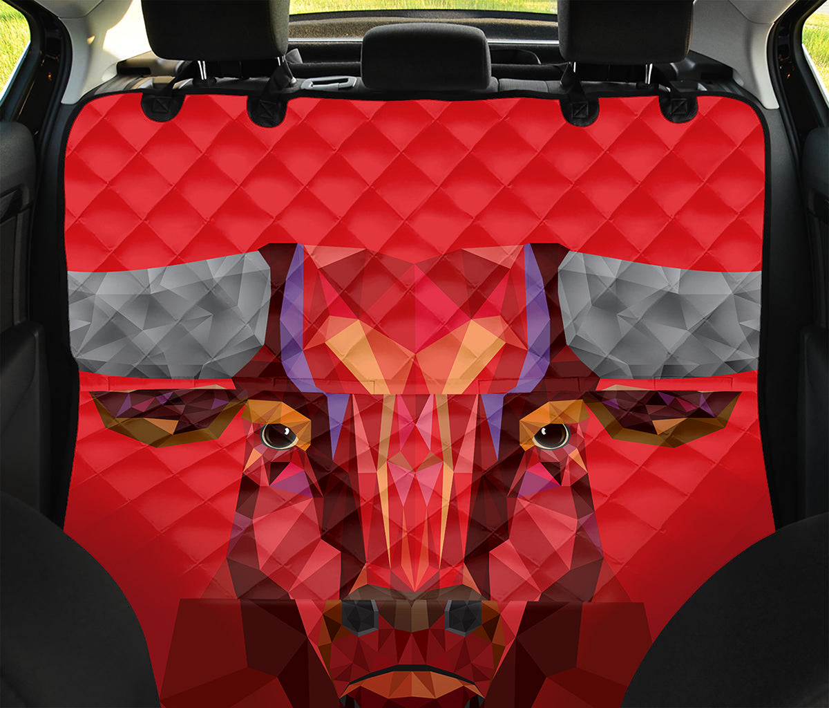 Geometric Bull Skull Print Pet Car Back Seat Cover