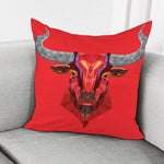 Geometric Bull Skull Print Pillow Cover