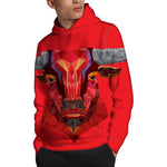 Geometric Bull Skull Print Pullover Hoodie