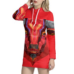 Geometric Bull Skull Print Pullover Hoodie Dress