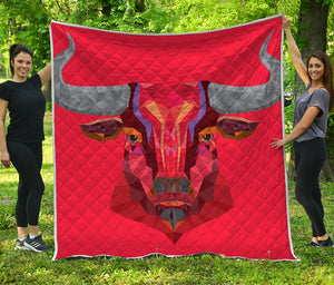 Geometric Bull Skull Print Quilt