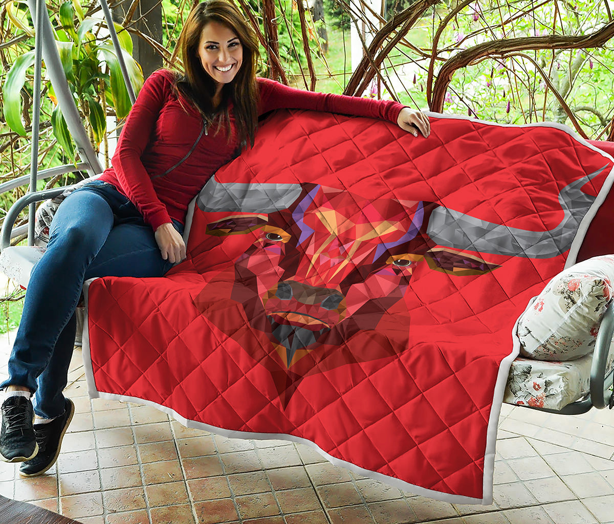 Geometric Bull Skull Print Quilt