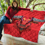 Geometric Bull Skull Print Quilt