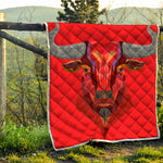 Geometric Bull Skull Print Quilt