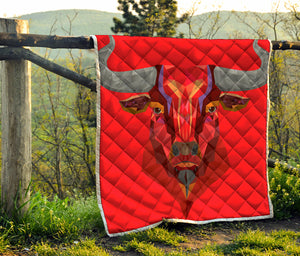 Geometric Bull Skull Print Quilt