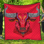 Geometric Bull Skull Print Quilt