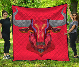 Geometric Bull Skull Print Quilt