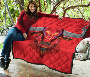 Geometric Bull Skull Print Quilt