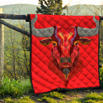 Geometric Bull Skull Print Quilt