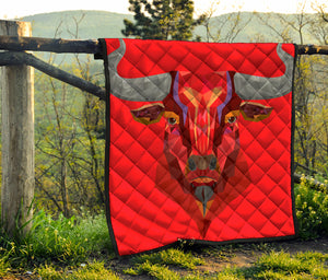 Geometric Bull Skull Print Quilt