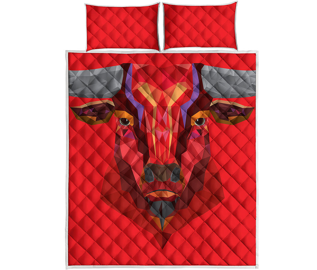 Geometric Bull Skull Print Quilt Bed Set