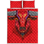 Geometric Bull Skull Print Quilt Bed Set