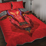 Geometric Bull Skull Print Quilt Bed Set