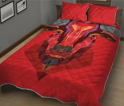Geometric Bull Skull Print Quilt Bed Set