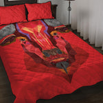 Geometric Bull Skull Print Quilt Bed Set