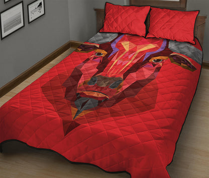Geometric Bull Skull Print Quilt Bed Set