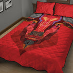 Geometric Bull Skull Print Quilt Bed Set