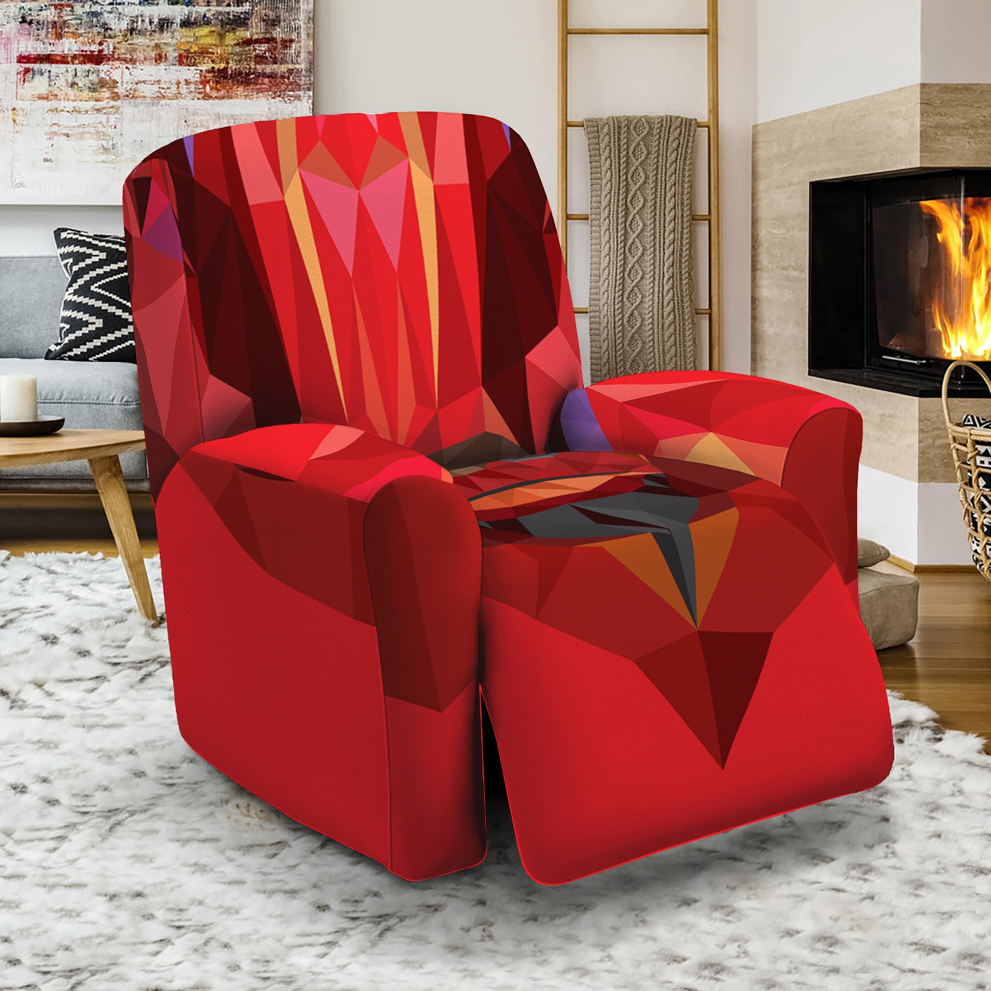 Geometric Bull Skull Print Recliner Slipcover