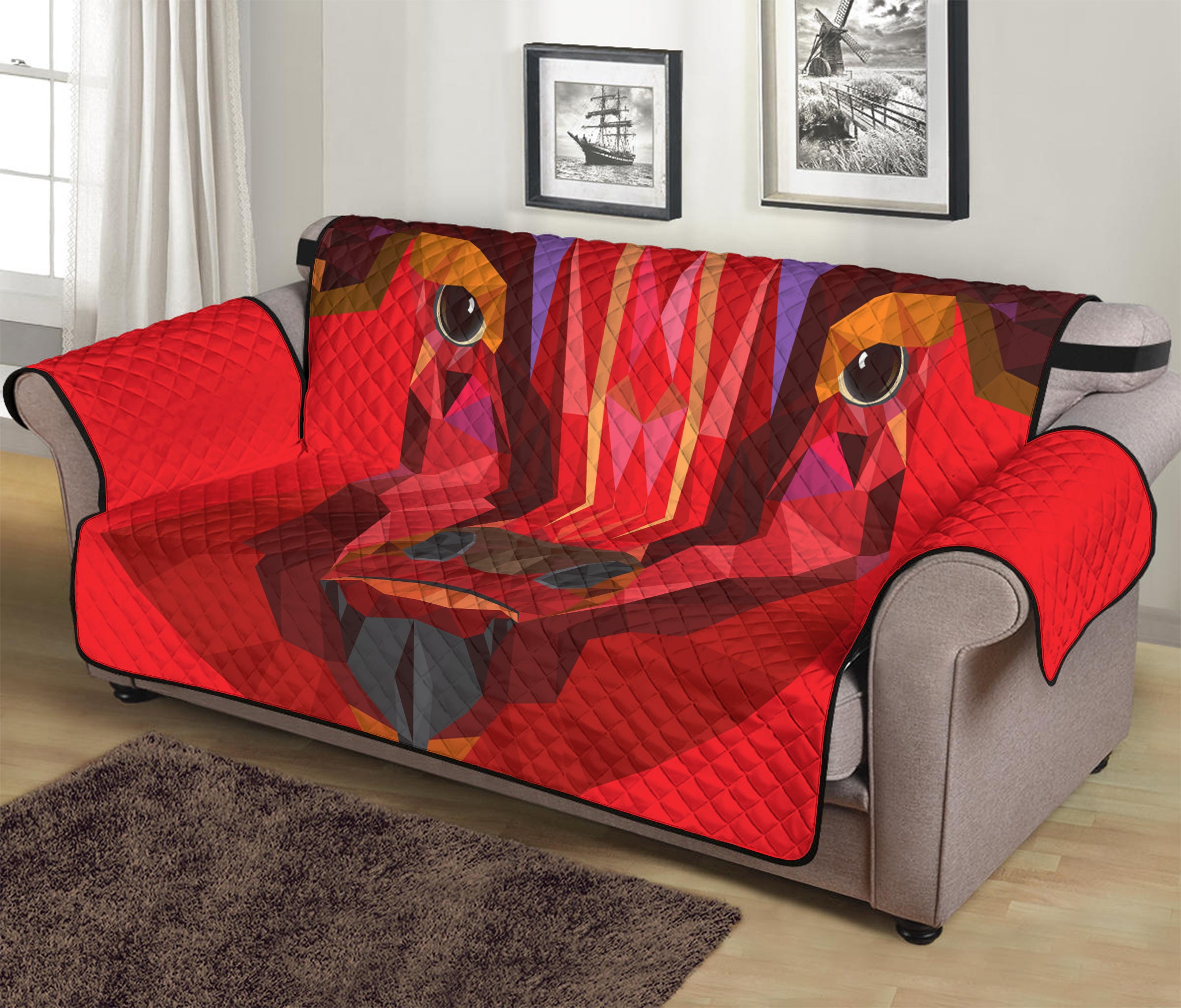 Geometric Bull Skull Print Sofa Protector