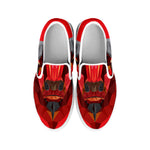 Geometric Bull Skull Print White Slip On Shoes