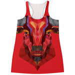 Geometric Bull Skull Print Women's Racerback Tank Top