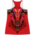 Geometric Bull Skull Print Women's Racerback Tank Top
