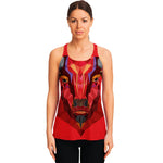 Geometric Bull Skull Print Women's Racerback Tank Top