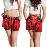 Geometric Bull Skull Print Women's Shorts