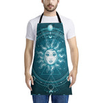 Geometric Celestial Sun And Moon Print Apron