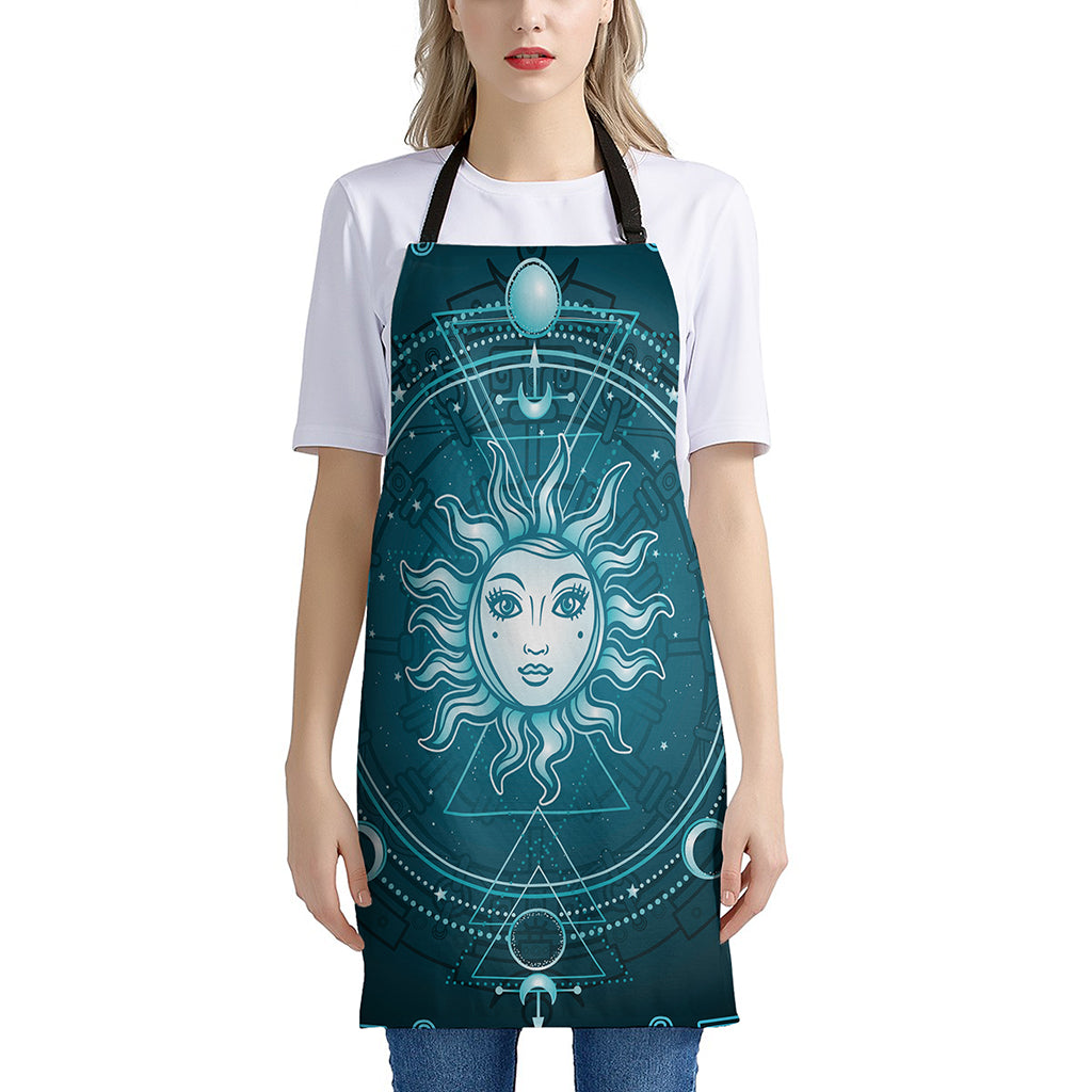 Geometric Celestial Sun And Moon Print Apron