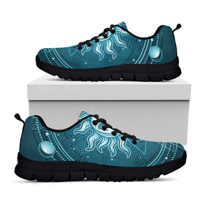 Geometric Celestial Sun And Moon Print Black Sneakers