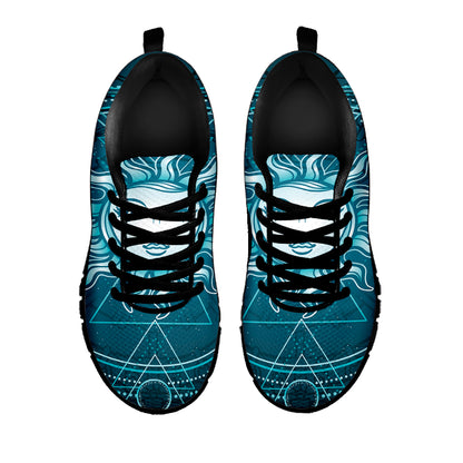 Geometric Celestial Sun And Moon Print Black Sneakers