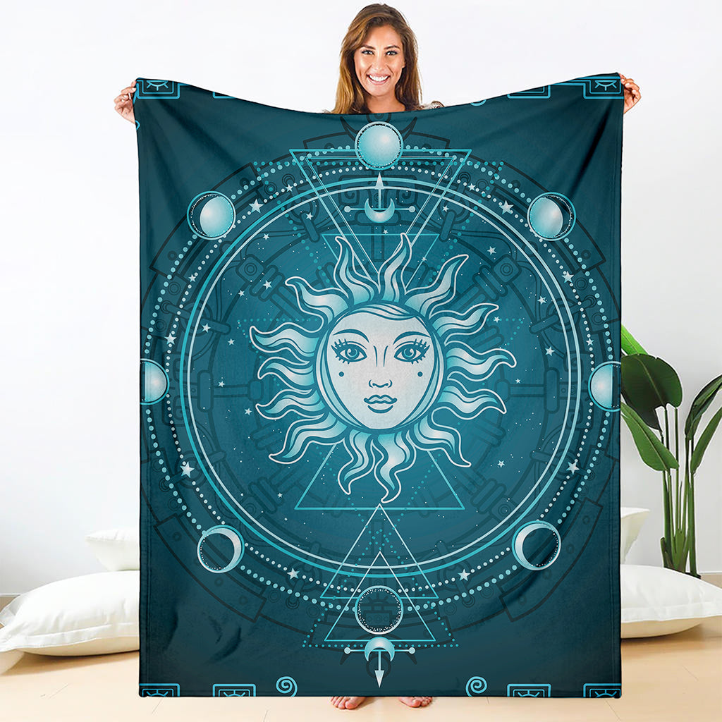 Geometric Celestial Sun And Moon Print Blanket