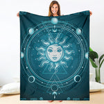 Geometric Celestial Sun And Moon Print Blanket