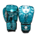Geometric Celestial Sun And Moon Print Boxing Gloves