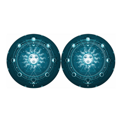 Geometric Celestial Sun And Moon Print Car Coasters