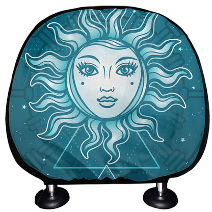 Geometric Celestial Sun And Moon Print Car Headrest Covers