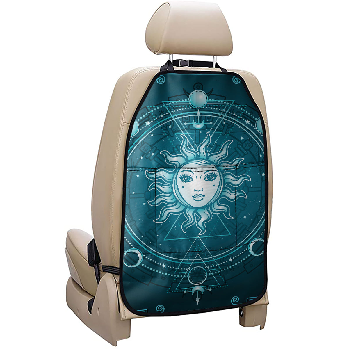 Geometric Celestial Sun And Moon Print Car Seat Organizers
