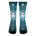 Geometric Celestial Sun And Moon Print Crew Socks