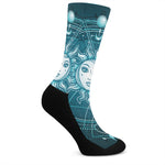 Geometric Celestial Sun And Moon Print Crew Socks