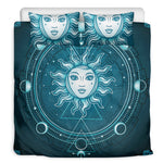 Geometric Celestial Sun And Moon Print Duvet Cover Bedding Set