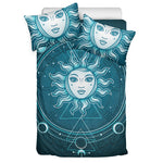 Geometric Celestial Sun And Moon Print Duvet Cover Bedding Set